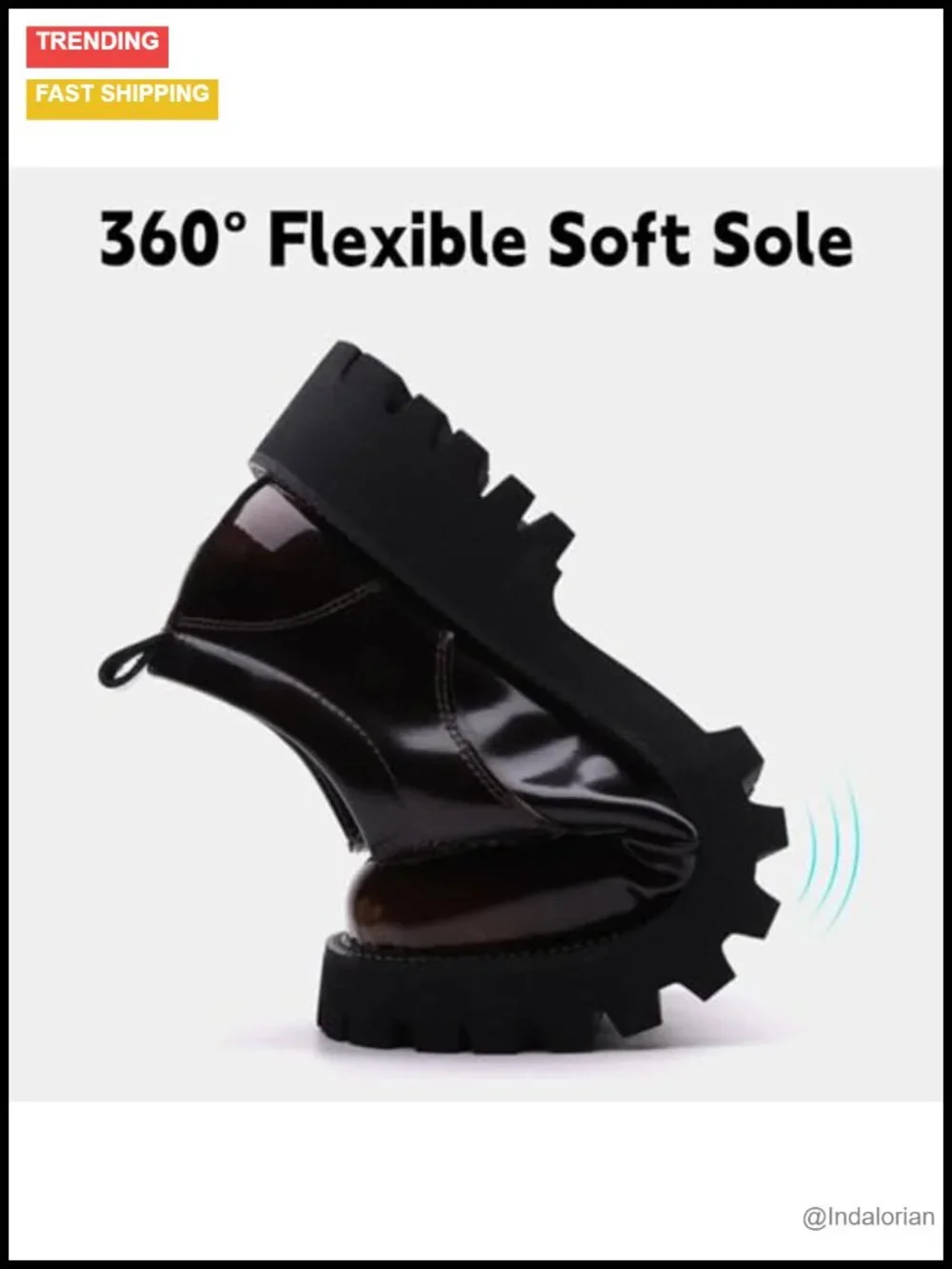 Leather Platform Oxford Shoes Lace Up Round Toe Derby Casual Heightening Chunky